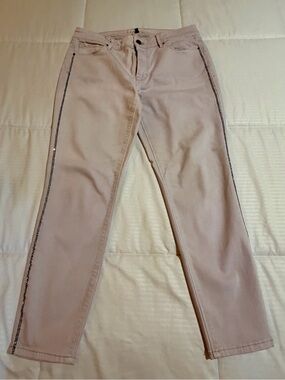 Light Pink Rhinestone Side-Strip Jeans